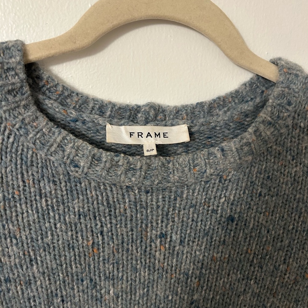 FRAME Blue Ruffle Shoulder Sweater - Picture 3 of 3
